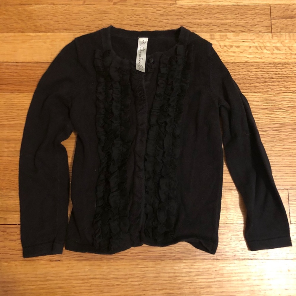 Black ruffle sweater cardigan size 5t